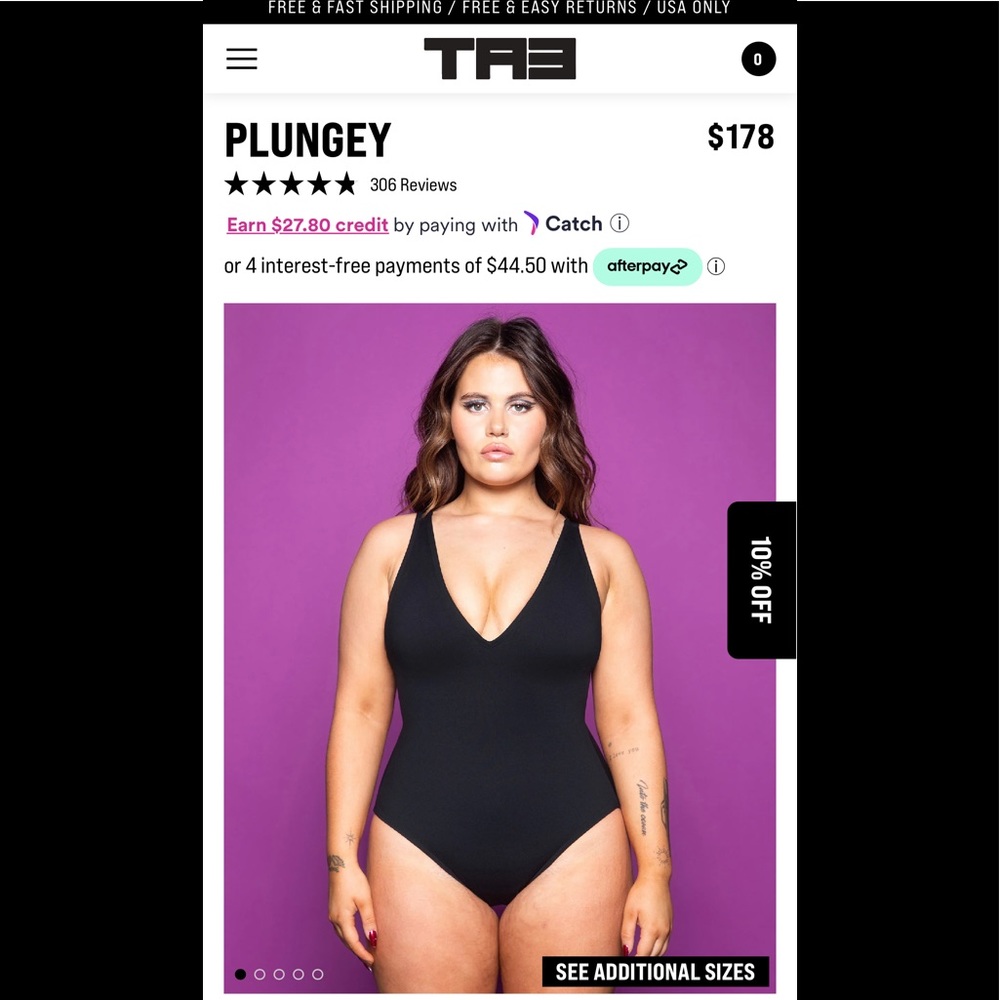 TA3 Swim: Plungy swimsuit, size 2x regular/long